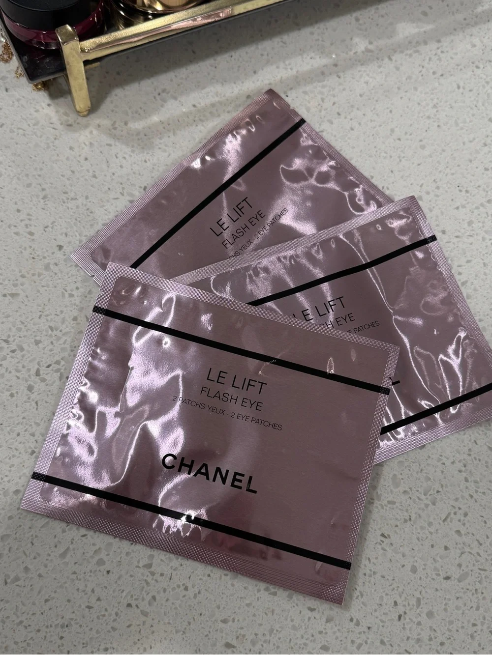 3! CHANEL Le Lift Flash Eye Patches - Metallic Pink Packets ( Trio )